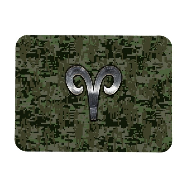 Aries Zodiac Sign auf Woodland Green Digital Camou Magnet (Horizontal)