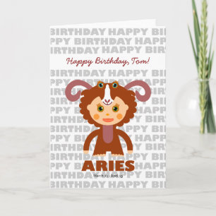 Aries Zodiac Sign Birthday Card Karte
