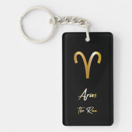 Aries Zodiac Sign, Black & Gold Schlüsselanhänger