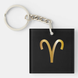 Aries Zodiac Sign, Black & Gold Schlüsselanhänger