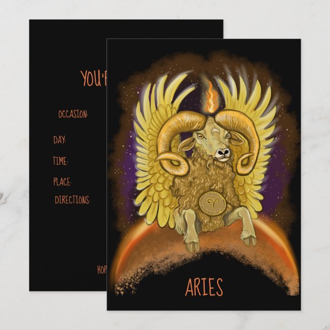 Aries Zodiac Sign Einladung (Vorne/Hinten)