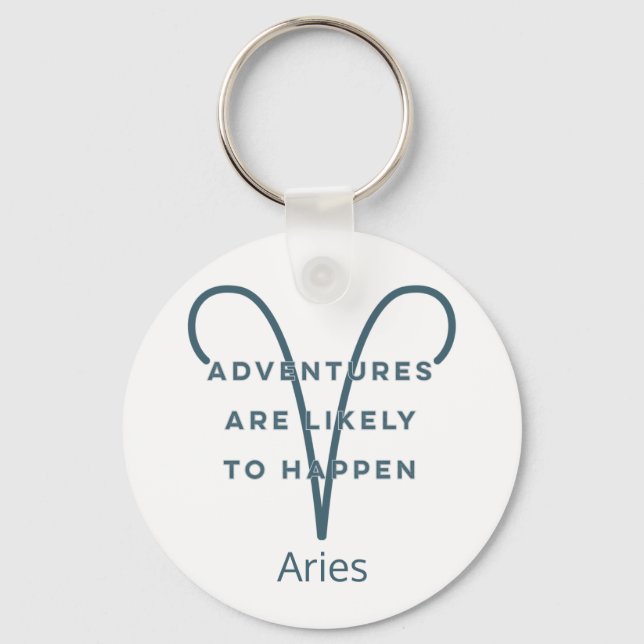 Aries Zodiac Sign Fusion Zitat in Blue Text Geburt Schlüsselanhänger (Vorderseite)