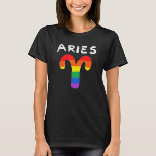 Aries Zodiac Sign Gay Lesbian Lgbt Pride Rainbow F T-Shirt