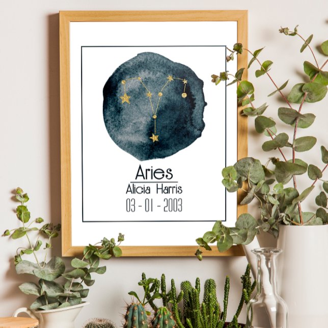Aries Zodiac Sign: Individuelle Name & Geburtstag Poster (Von Creator hochgeladen)