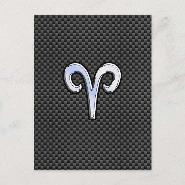 Aries Zodiac Sign on Carbon Fibre Style Postkarte (Vorderseite)