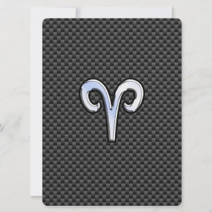 Aries Zodiac Sign on Charcoal Carbon Fiber Print