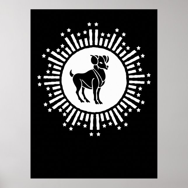 Aries Zodiac Sign Ram Cosmic Sternexplosion Design Poster (Vorne)