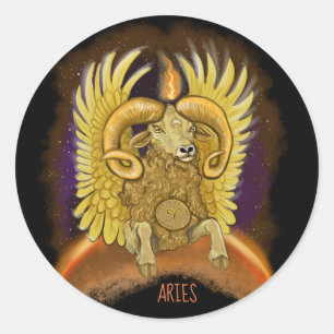 Aries Zodiac Sign Runder Aufkleber