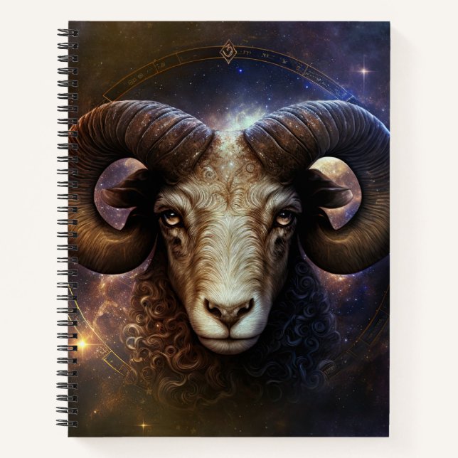 Aries Zodiac Sign Watercolor Design Notizbuch (Vorderseite)