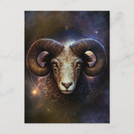 Aries Zodiac Sign Watercolor Design Postkarte
