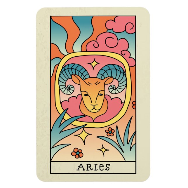 Aries Zodiac Signac Abstrakte Kunst Vintag Magnet (Vertikal)