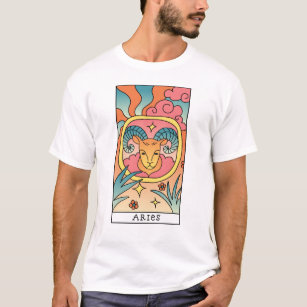 Aries Zodiac Signac Abstrakte Kunst Vintag T-Shirt