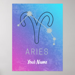 Aries Zodiac Star Sign Horoskop Constellation Poster