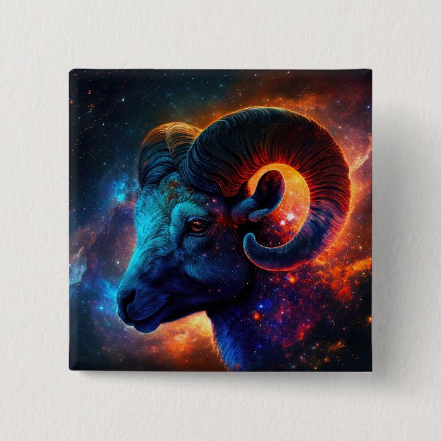 Aries Zodiac Star Sign Square Button (Vorderseite)