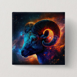 Aries Zodiac Star Sign Square Button
