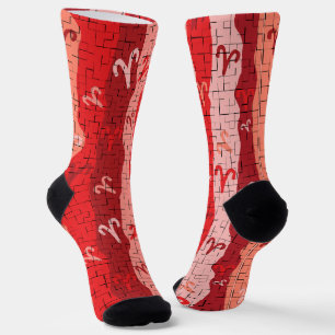 Aries Zodiac Stripes Broken Tiles Socken