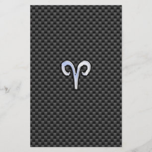 Aries Zodiac Symbol Black Carbon Fibre Decor Briefpapier