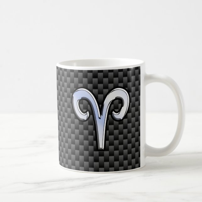Aries Zodiac Symbol Black Carbon Fibre Decor Kaffeetasse (Rechts)