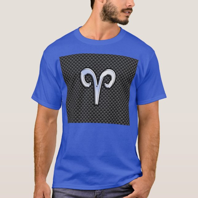 Aries Zodiac Symbol Black Carbon Fibre Decor T-Shirt (Vorderseite)