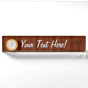Aries Zodiac Symbol Brown Mahogany wie Print Namensplakette