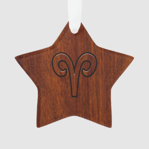 Aries Zodiac Symbol Brown Mahogany wie Print Ornament