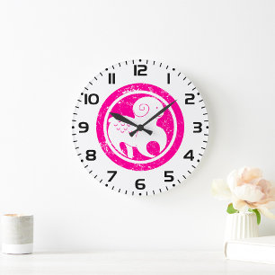 Aries Zodiac Symbol Grunge Pink Ram Astrologie Große Wanduhr