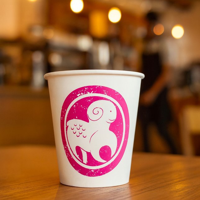 Aries Zodiac Symbol Grunge Pink Ram Astrologie Pappbecher (Von Creator hochgeladen)