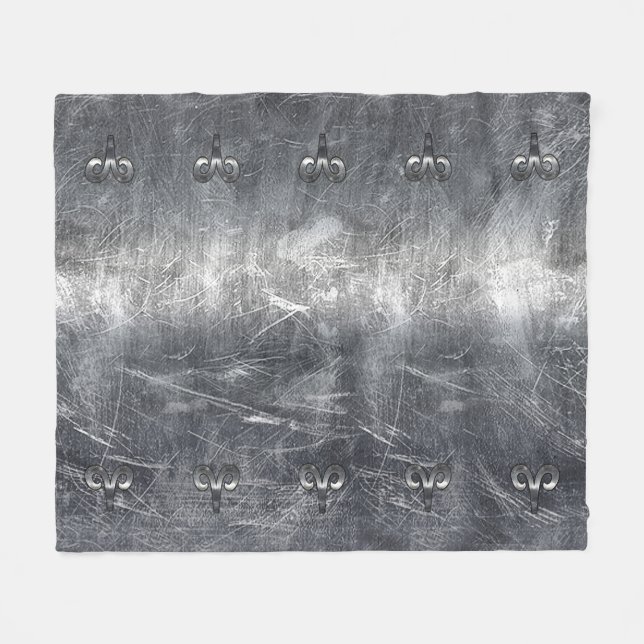Aries Zodiac Symbol in Grunge Distressed Style Fleecedecke (Vorderseite (Horizontal))