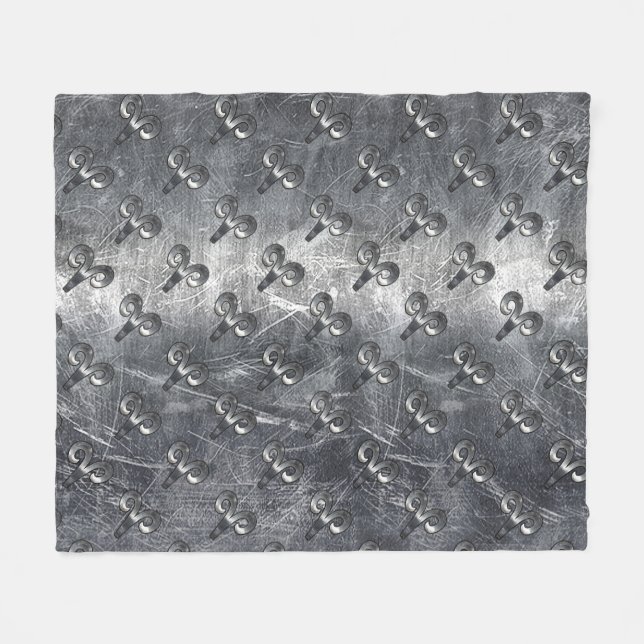 Aries Zodiac Symbol in Grunge Distressed Style Fleecedecke (Vorderseite (Horizontal))