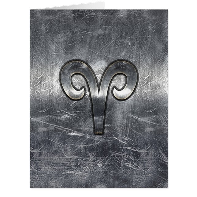 Aries Zodiac Symbol in Silver Distressed Style (Vorderseite)