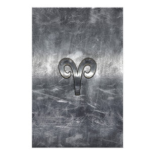 Aries Zodiac Symbol in Silver Distressed Style Flyer