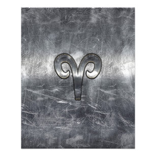Aries Zodiac Symbol in Silver Distressed Style Flyer