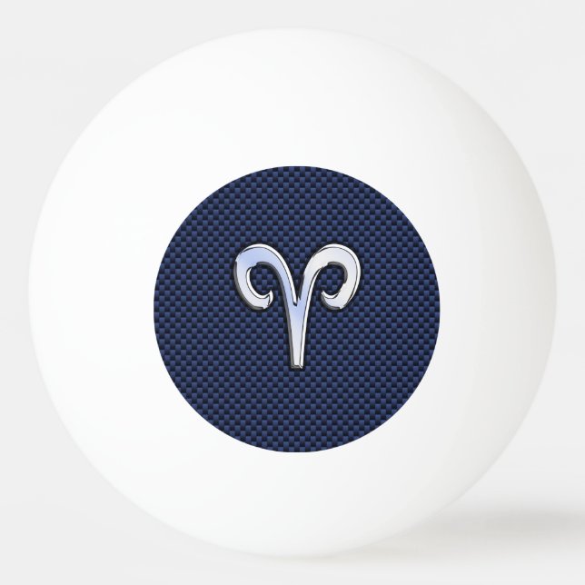 Aries Zodiac Symbol Navy Blue Carbon Fibre Style Tischtennisball (Vorderseite)