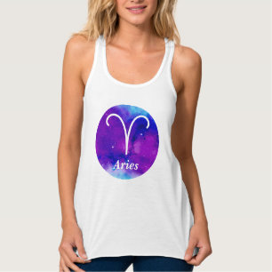 Aries Zodiac Symbol Space Nebula Tank Top