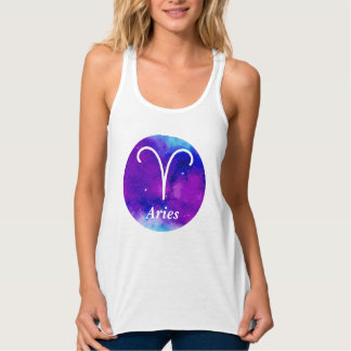 Aries Zodiac Symbol Space Nebula Tank Top