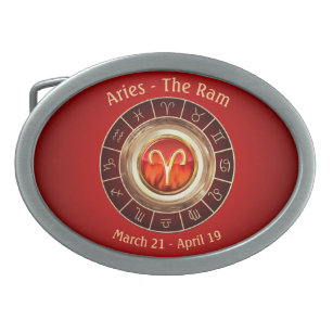 Aries Zodiac Symbol und das Oval des Horoskops B Ovale Gürtelschnalle