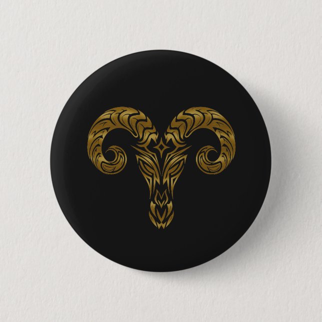 Aries Zodiac - Tribal Gold Button (Vorderseite)