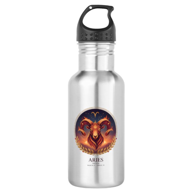 Aries Zodiac Water Bottle Edelstahlflasche (Vorderseite)