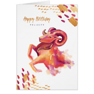 Aries Zodiac Watercolor Artistry Card