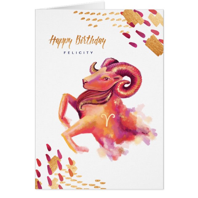 Aries Zodiac Watercolor Artistry Card (Vorne)