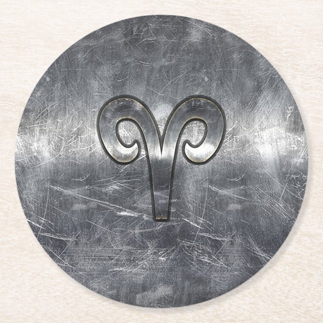 Aries Zodiac-Zeichen in Grunge Beklemmender Stil Runder Pappuntersetzer (Vorderseite)