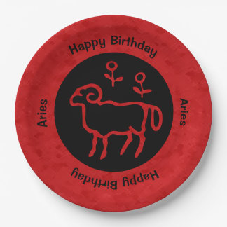 Aries Zodiac Zeichen und Name Red Pappteller