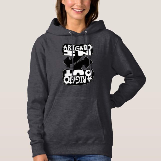Arigato In, Arigato Out (black and white) Hoodie (Vorderseite)