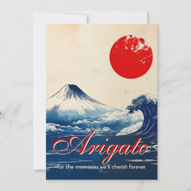 Arigato Japonesque Harmonie mit Fuji Dankeskarte (Vorderseite)