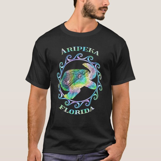 Aripeka Florida Vacation Colorful Tribal Turtle T-Shirt (Vorderseite)
