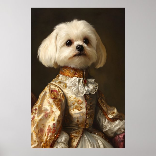 Aristocratic Maltese Dog Art Print, Renaissance Poster (Vorne)