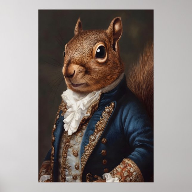 Aristocratic Squirrel Portrait, Renaissance Animal Poster (Vorne)