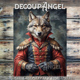 Aristokratischer Wolf mit einer roten Wolke - Deco Seidenpapier