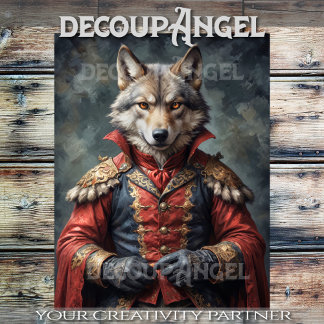 Aristokratischer Wolf mit einer roten Wolke - Deco Seidenpapier