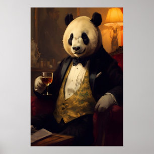 Aristokratisches Panda-Porträt, Lustige Tier-Wandk Poster